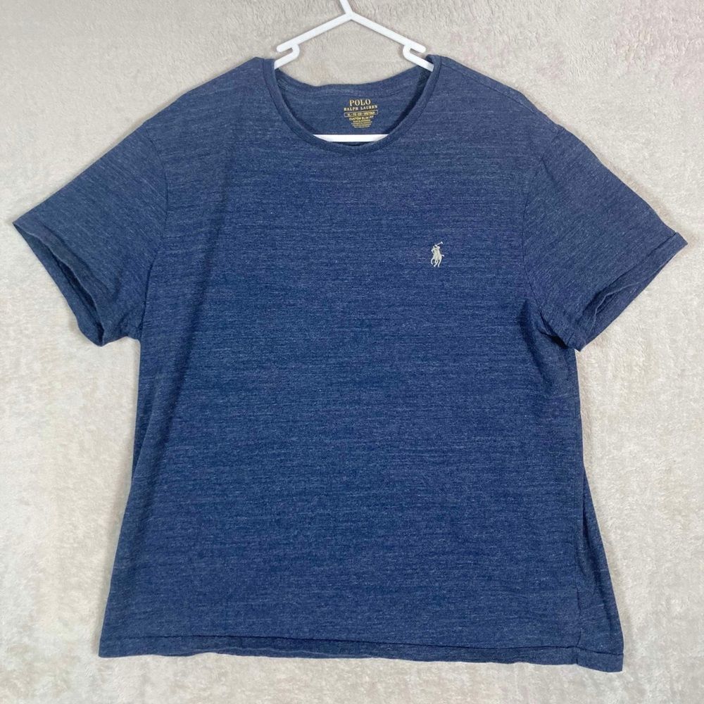 Polo Ralph Lauren T-Shirt Mens XL Blue Custom Slim Fit Heathered Pony Logo Tee